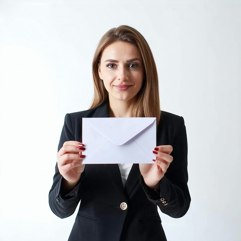 A corporate woman opening a spam email
